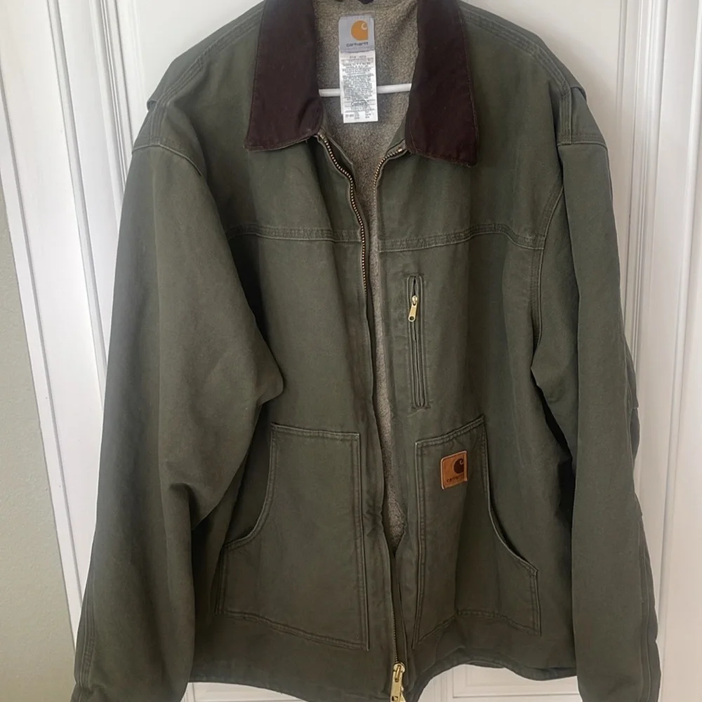 Carhartt  RN # C61 Green Coat Jacket Size 2XL Tall cotton Duck 14806 - Picture 8 of 16